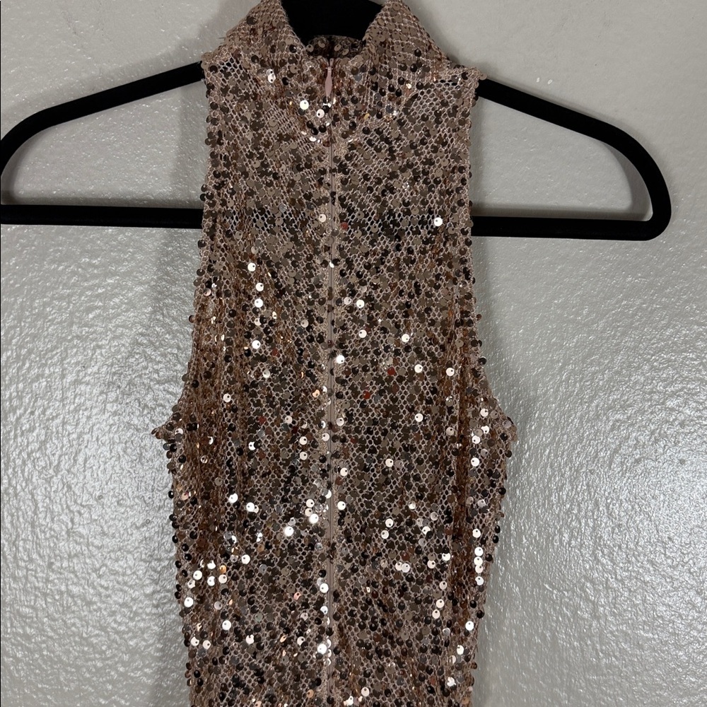 Delfi Collective Avelie Ruched Sequin Dress in Nude - Picture 9 of 16